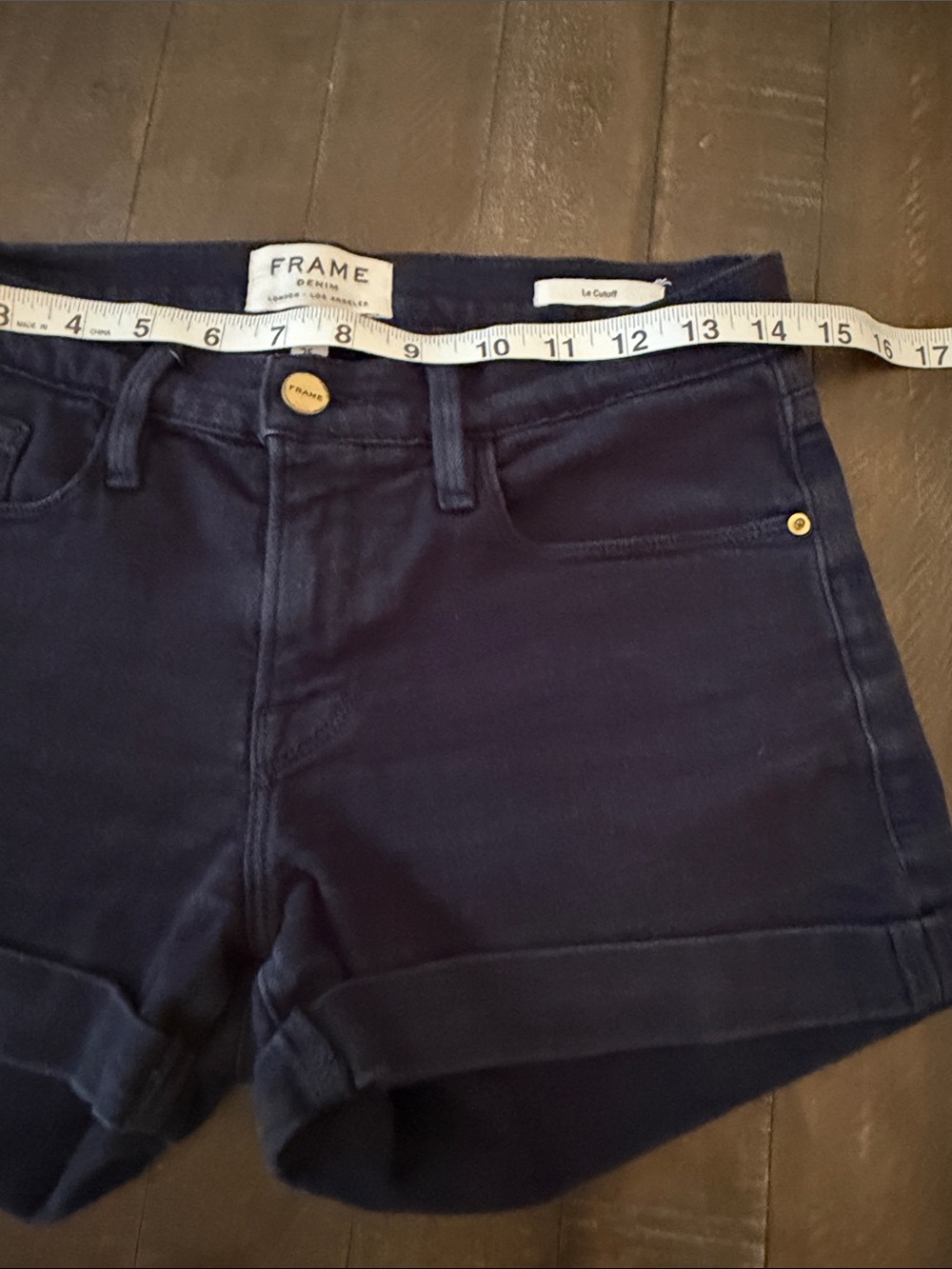 Frame Denim Black Cuffed High-Rise Jean Shorts - Picture 5 of 11